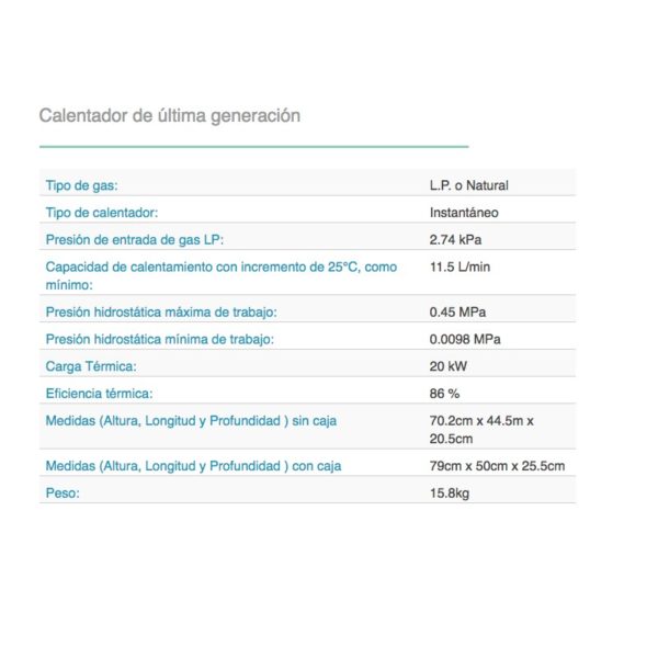 CALENTADOR DE PASO 11.5L NOVA 3 PLUS G NATURAL