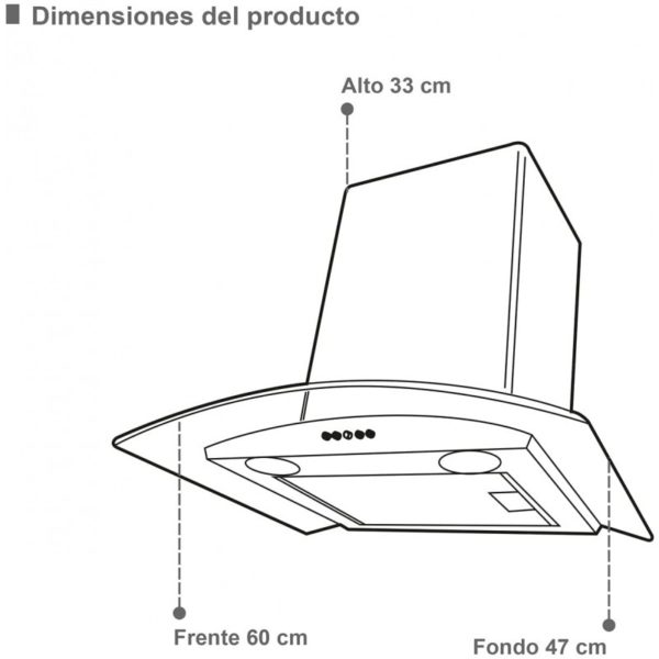 SUPRA CAMPANA DE CRISTAL CURVO BLACK 60 CM