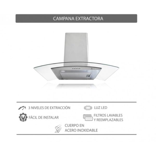 SUPRA CAMPANA DECORATIVA ACERO INOX 76 CM