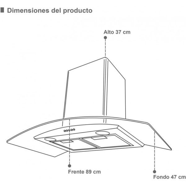 SUPRA CAMPANA DECORATINA NEGRA 90 CM