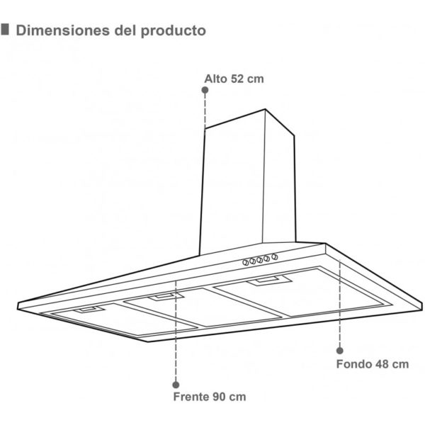 SUPRA CAMPANA DE MOÑO NEGRA 90 CM